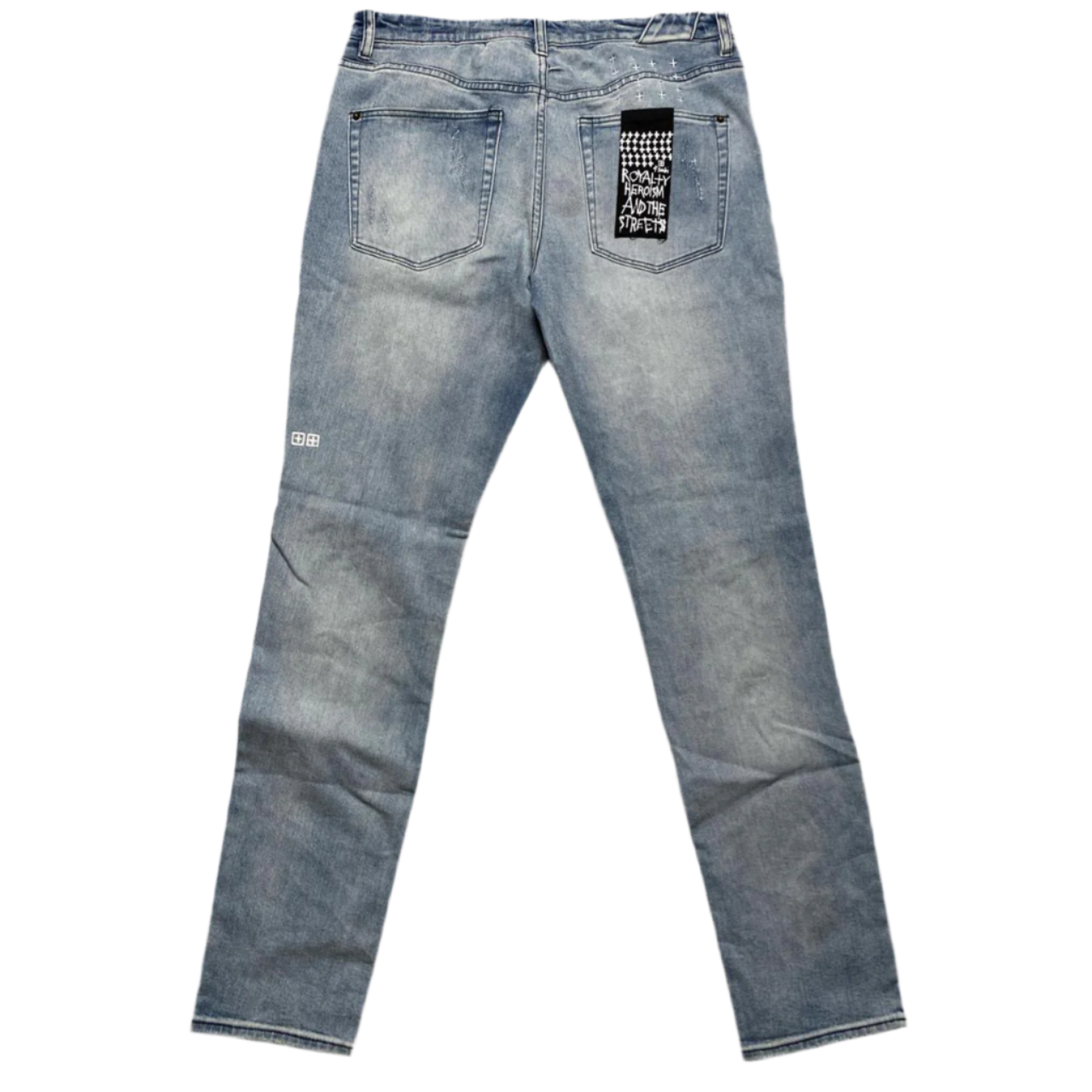 Ksubi Light Blue Custom AJ Tracey Revenge Grateful Dead Slim Distressed Jeans (W 34)