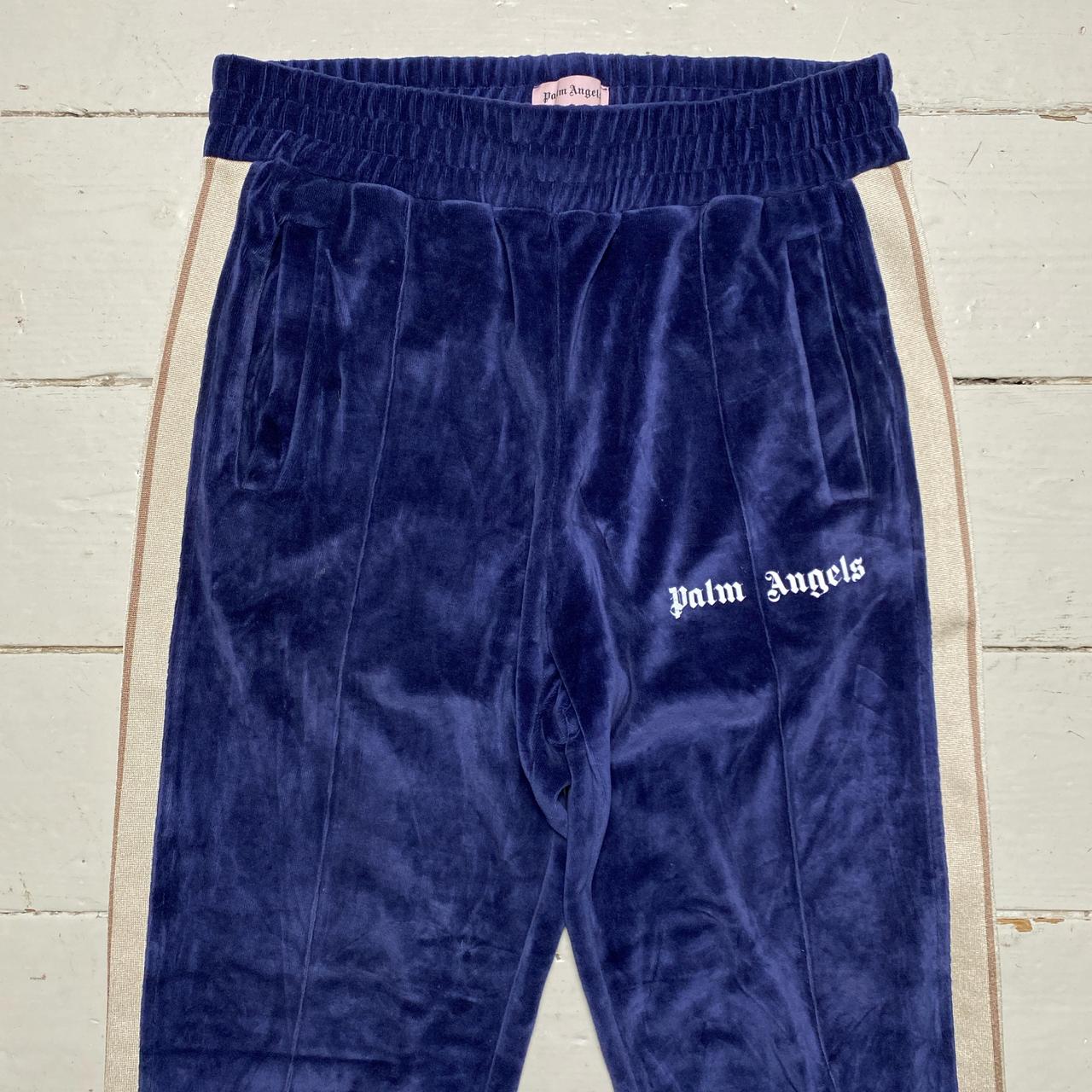 Palm Angels Navy Cream and Brown Velour Baggy Bottoms (L)