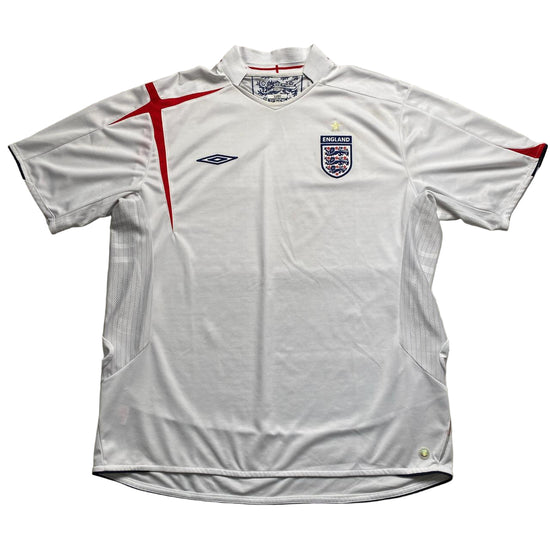 England Umbro Vintage Football Jersey White Navy and Red (2XL)