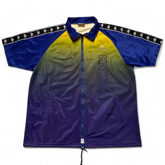 Kappa Ombre Vintage y2k 90’s Yellow Black and Blue Zip Up Polo Jersey (L)