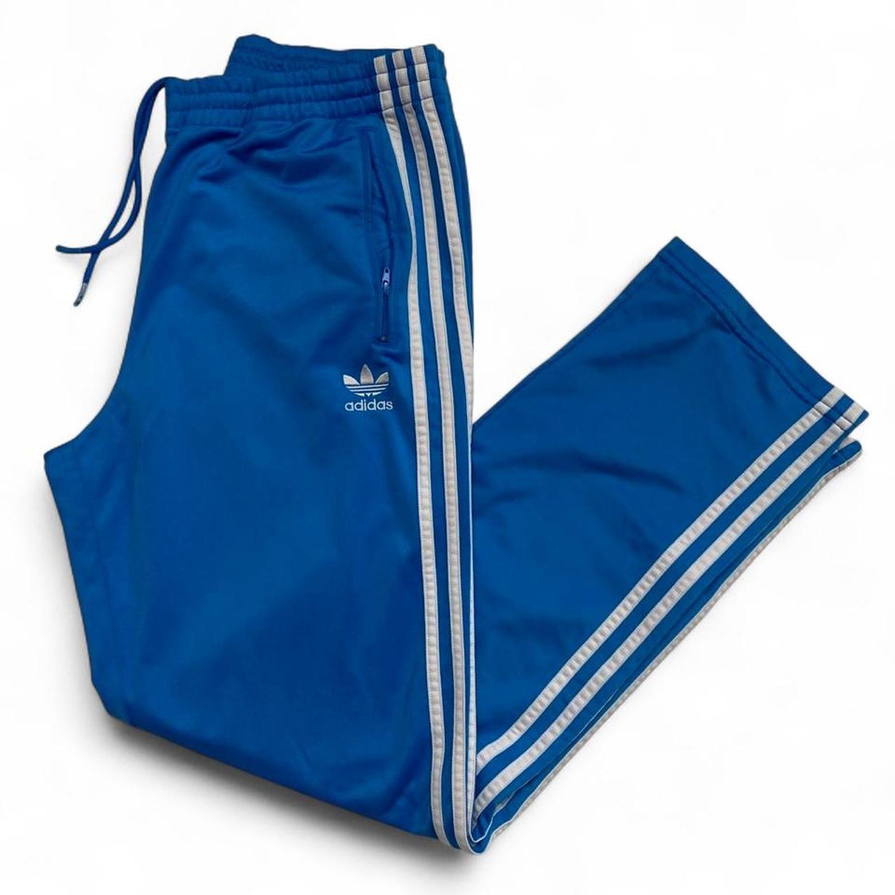 Adidas Originals Blue and White Tracksuit Bottoms (M)