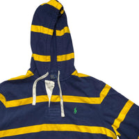 Ralph Lauren Polo Navy and Yellow Stripe Green Pony Hoodie (M)