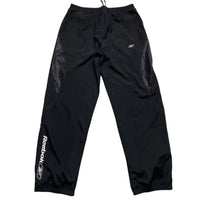 Reebok Black and White Shell Trackpant Baggy Nylon Bottoms (M)