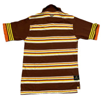 Akademiks Brown Yellow White and Orange Vintage Polo Shirt (S)