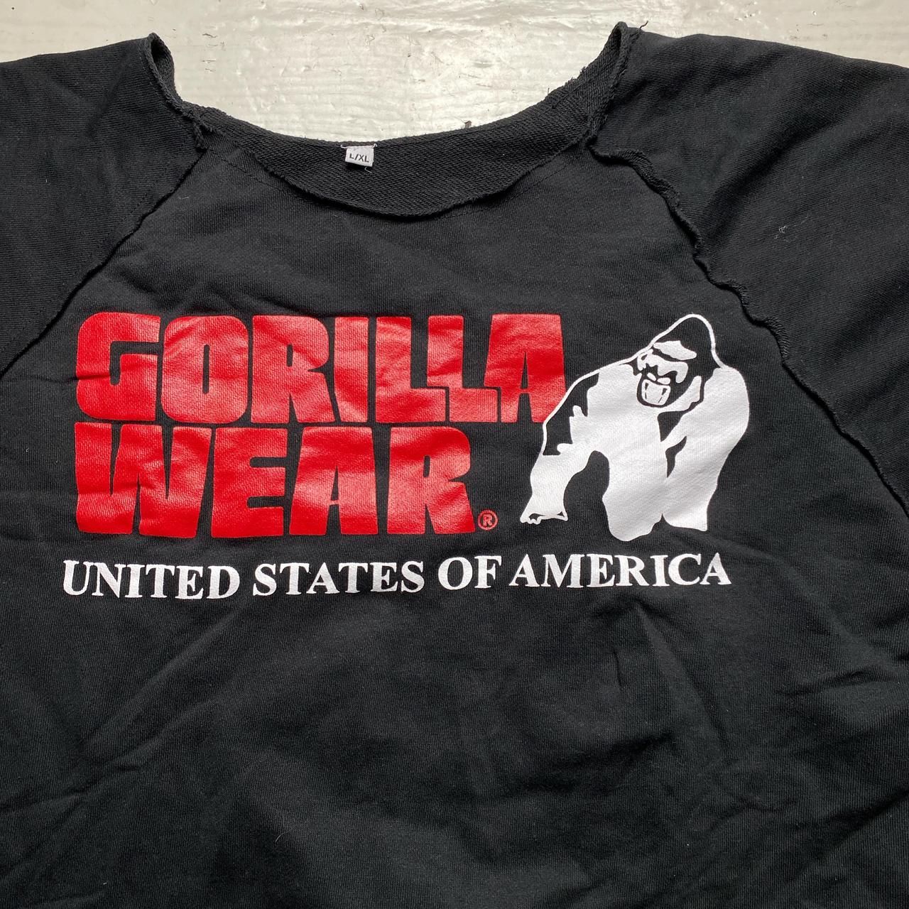 Gorilla Wear USA Black and Red Short Gym Sweatshirt Jumper