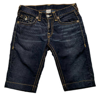 True Religion Corduroy Black and Gold Stitch Jorts Jean Shorts (34W)