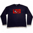 No Fear Eyes Vintage y2k Long Sleeve Navy Red and White T Shirt (XL)