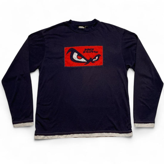 No Fear Eyes Vintage y2k Long Sleeve Navy Red and White T Shirt (XL)