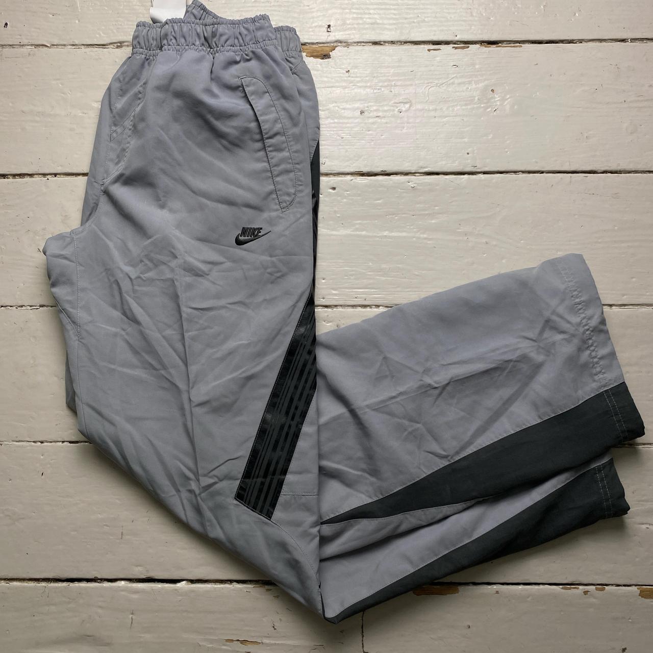 Nike Silver and Grey Swoosh Baggy Vintage y2k Shell Trackpant Bottoms