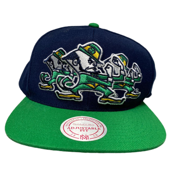 Notre Dame Navy and Green Snapback Mitchell & Ness Cap