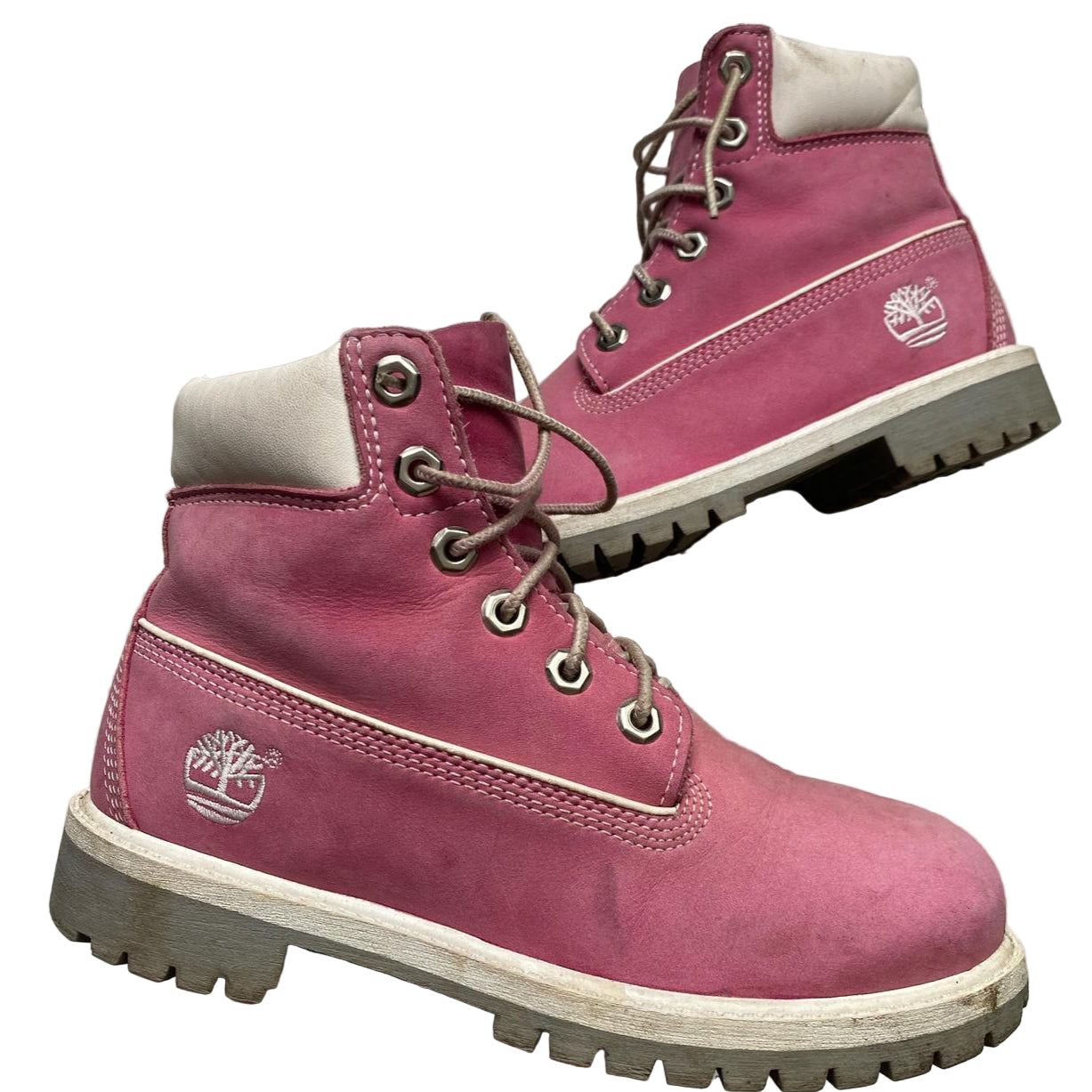 Timberland Pink Nubuck White and Grey High Boots (UK 3)