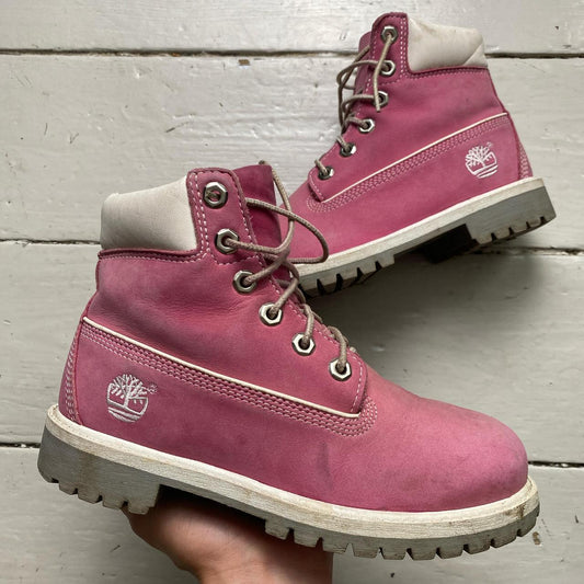 Timberland Pink Nubuck White and Grey High Boots