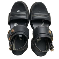 Buffalo Strap Platform Sandals Black Leather (UK 5)