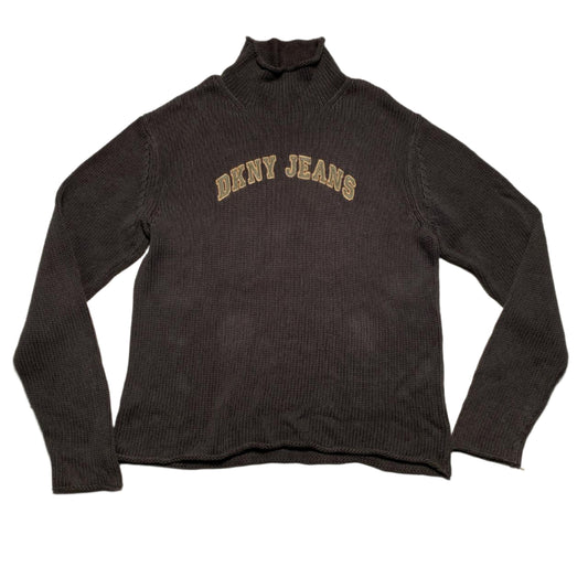 DKNY Vintage Heavy Cable Knit Brown Jumper (XL)