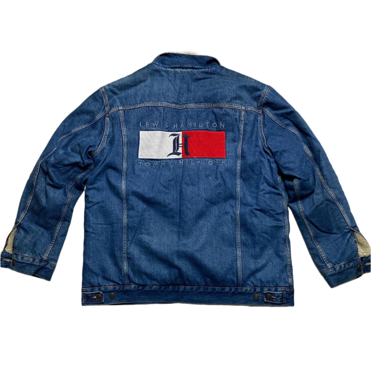 Tommy Hilfiger Lewis Hamilton Navy Denim Sherpa Lined Jacket (2XL)