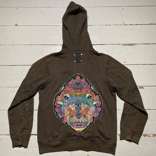 Elvis Jesus & Co Couture Brown Multi Colour Sequin Y2K Grunge Hoodie