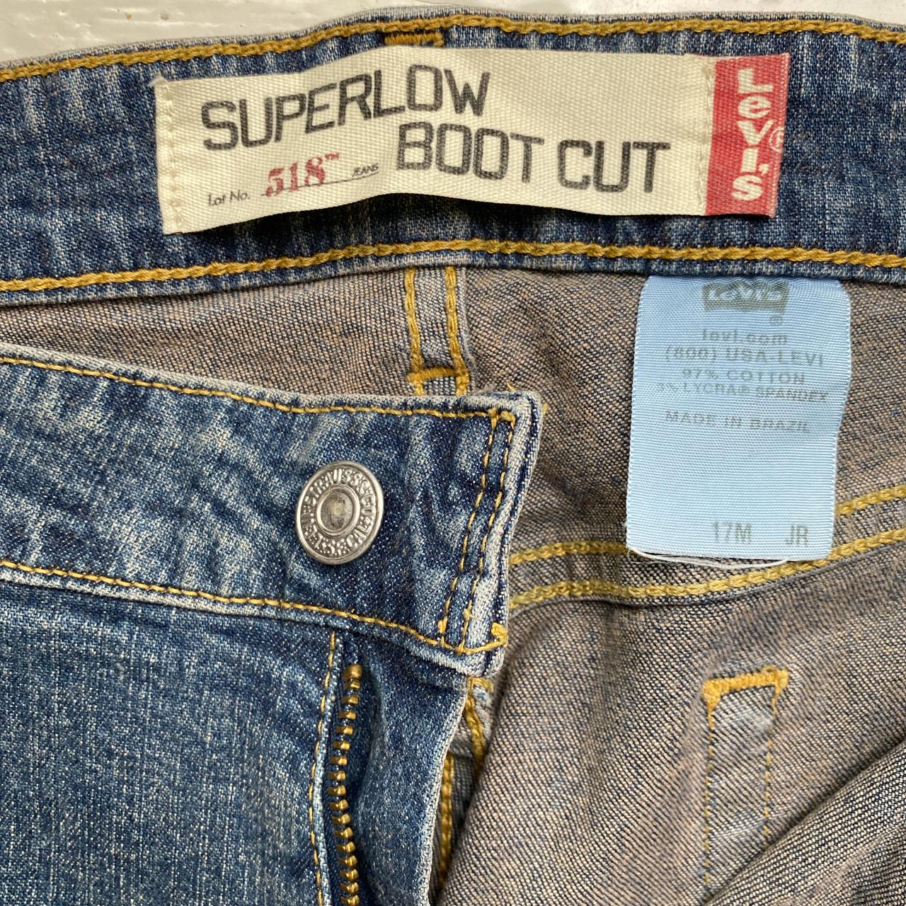 Levis 518 Super Low Bootcut Baggy Blue Faded Stonewash Jeans