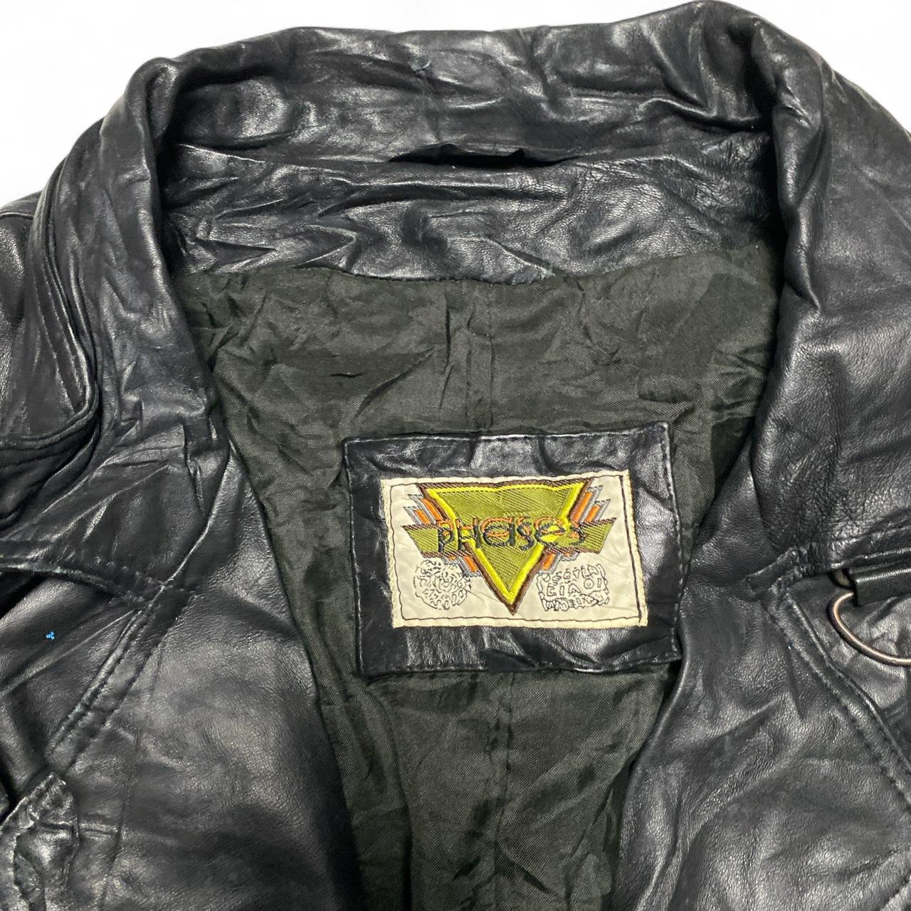 Phase2  Black 70’s. 80’s  vintage Leather Long Trench Coat (M)