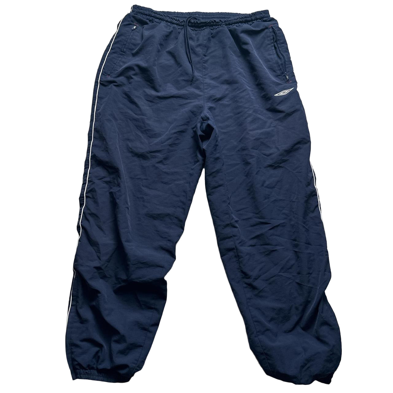 Umbro Navy and White Baggy Trackpant Shell Bottoms (XL)
