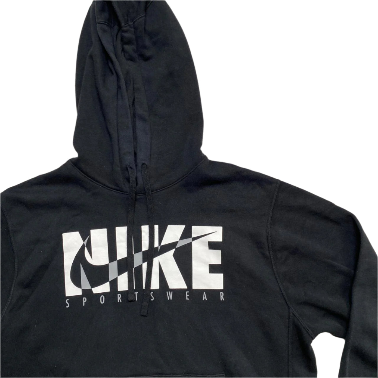 Nike Swoosh Spellout Black and White Hoodie (M)