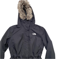 The North Face Dryvent Womens Black and White Parka Fur Trim Coat (M)
