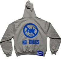 93 Sierra Crosses No Drugs Grey and Blue Hoodie (M)