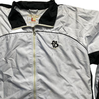 Fubu Vintage White Shell Tracksuit Windbreaker Jacket White and Black (L)