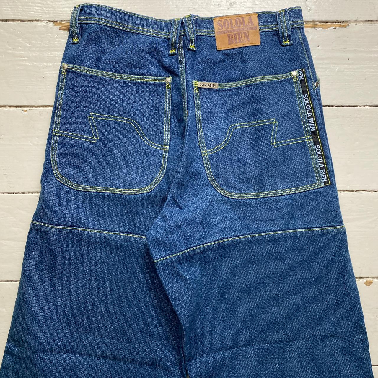 Solola Bien Navy and Green Contrast Stitch Baggy 90’s Cargo Jeans