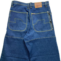 Solola Bien Navy and Green Contrast Stitch Baggy 90’s Cargo Jeans (36W)