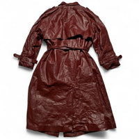 Phase Two Vintage Burgundy Long Fur Lined Trench Coat (2XL)