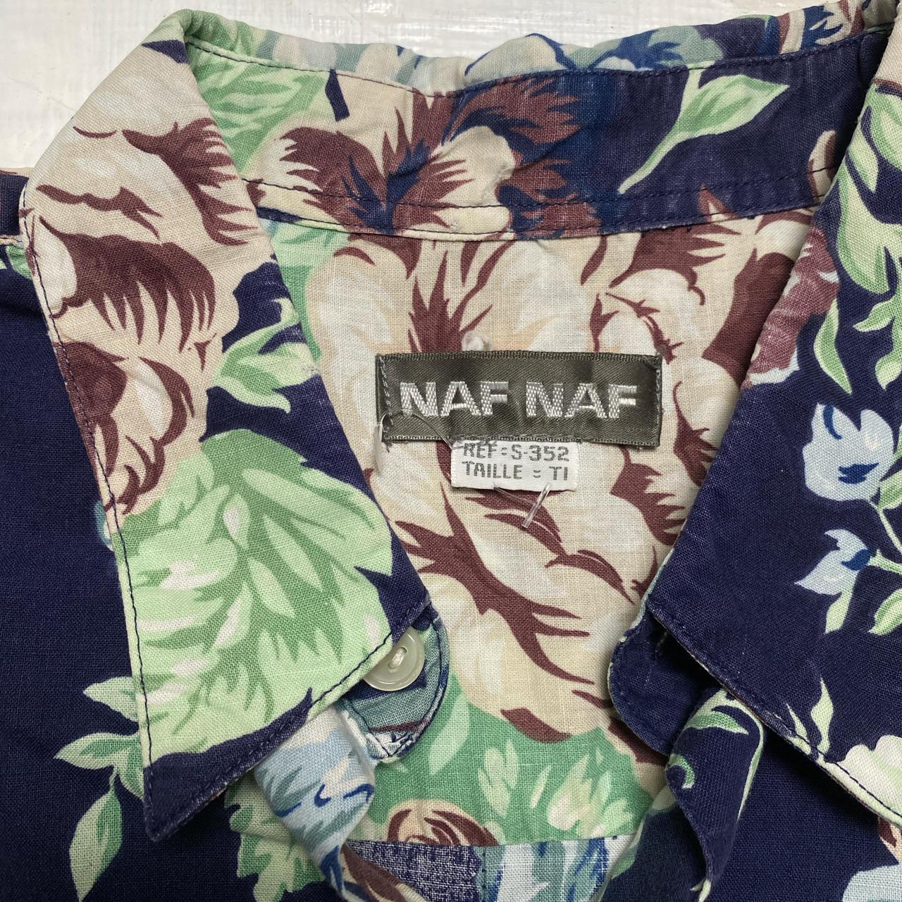NAF NAF Vintage Floral Navy Green and Cream Shirt