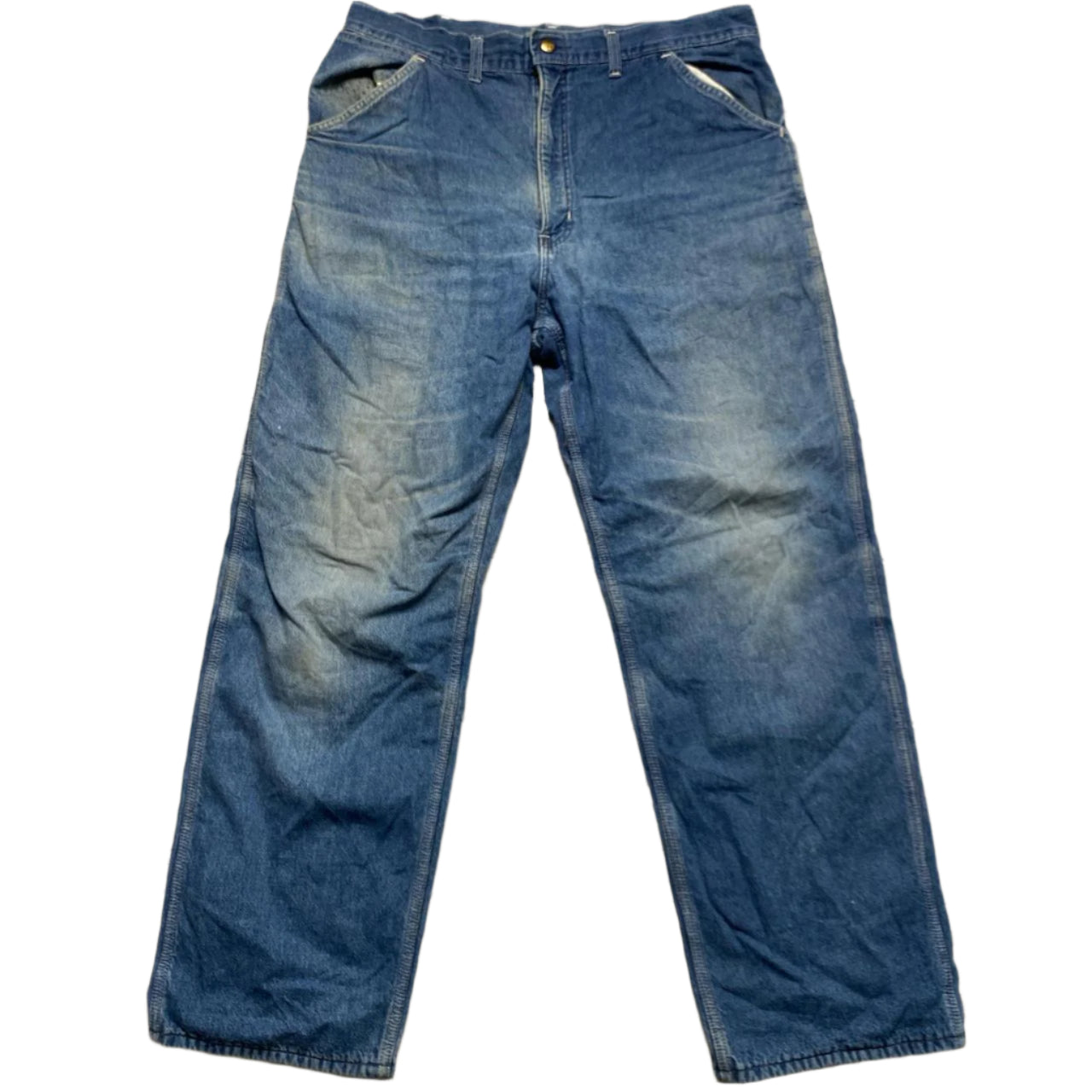 Carhartt Vintage Red Fleece Lined Baggy Blue Carpenter Cargo Jeans (34W)