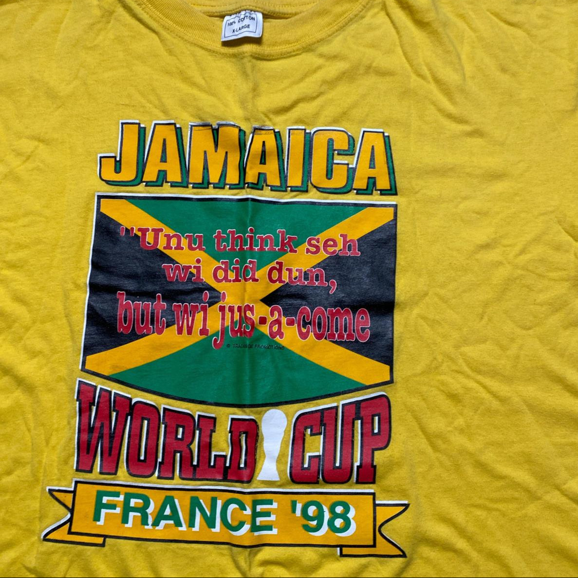 Jamaica World Cup 1998 Vintage T Shirt Yellow (XL)