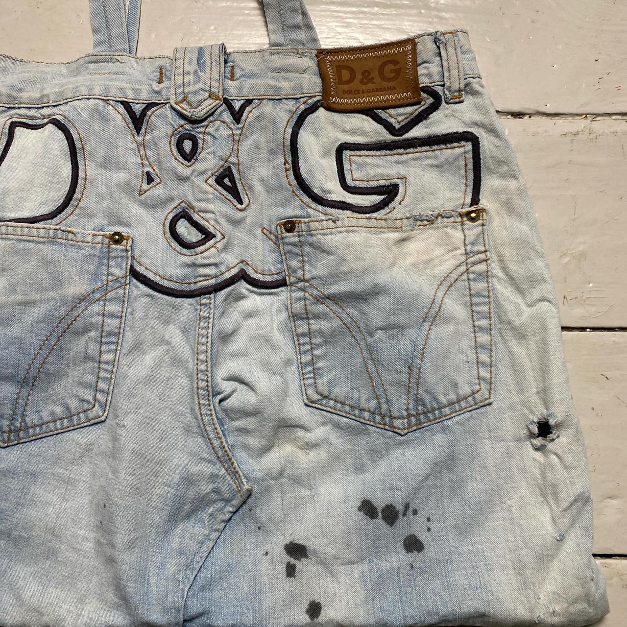 Dolce & Gabbana Vintage Big D&G Embroidery Denim Reworked Handbag