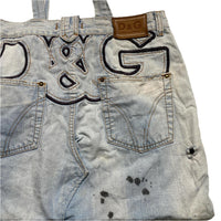 Dolce & Gabbana Vintage Big D&G Embroidery Denim Reworked Handbag