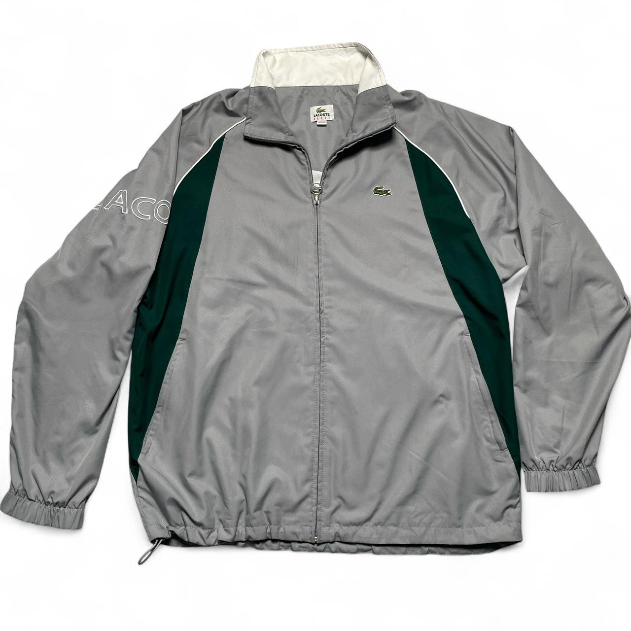 Lacoste Grey White and Green Nylon Full Shell Tracksuit (L)