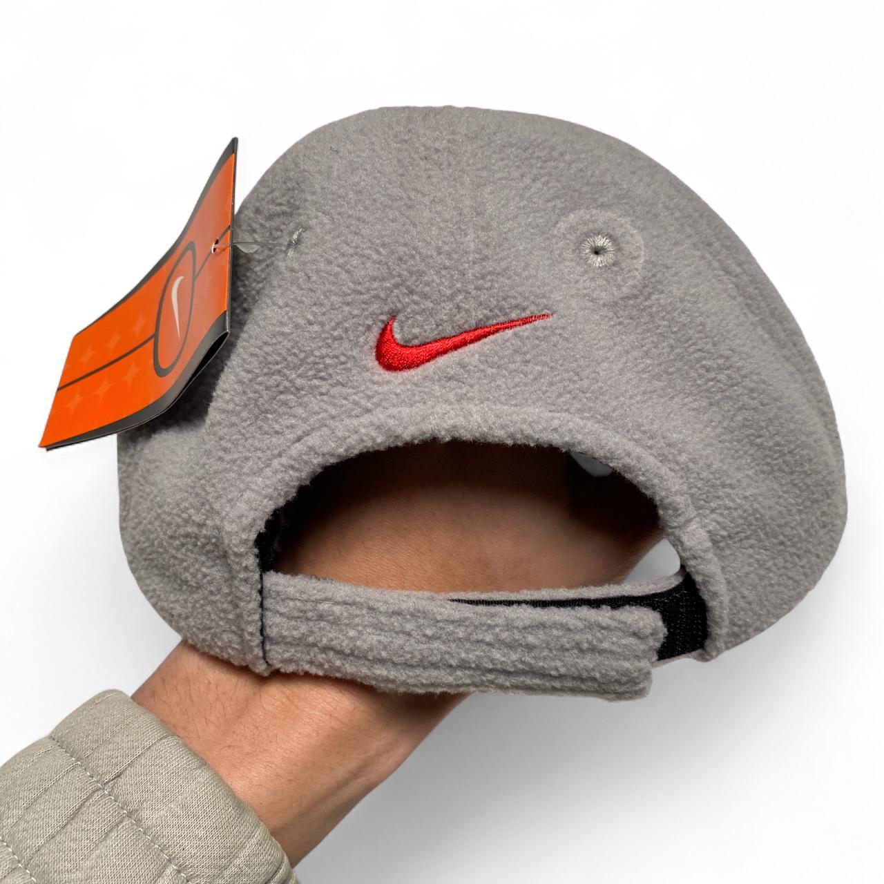 Nike y2k Vintage Grey Fleece Red Swoosh Cap
