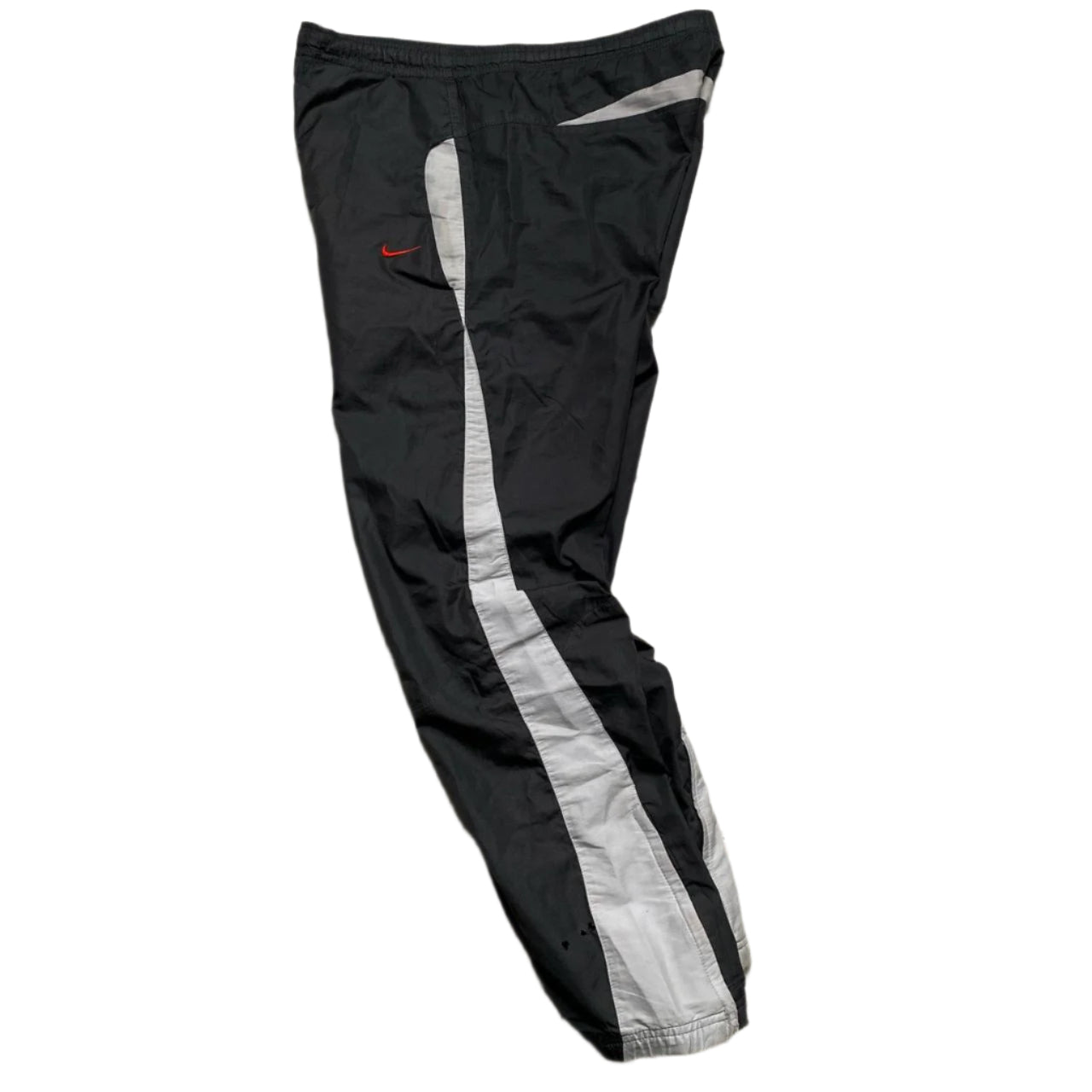 Nike Vintage y2k Grey White and Red Swoosh Shell Trackpant Bottoms (S)