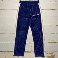 Palm Angels Navy Cream and Brown Velour Baggy Bottoms (L)