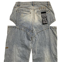 Ksubi Embroidered Flame Denim Thigh Slit Baggy Jeans (29W)