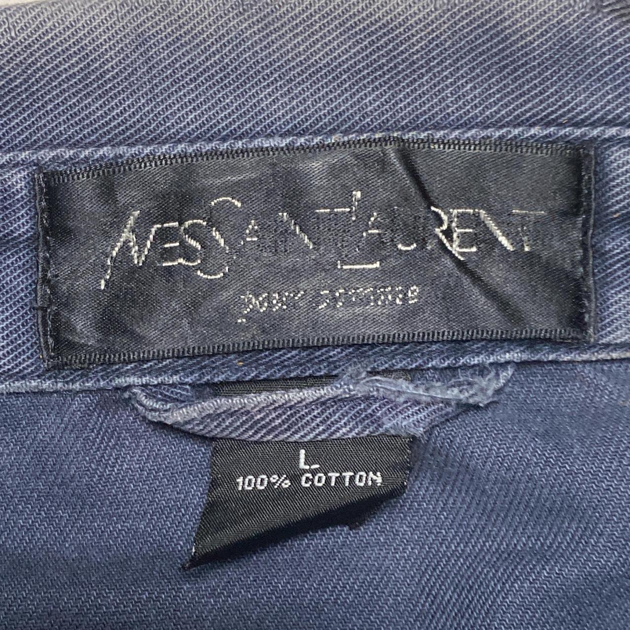 YSL Yves Saint Laurent Vintage Navy and Gold Logo Harrington Bomber Jacket (L)
