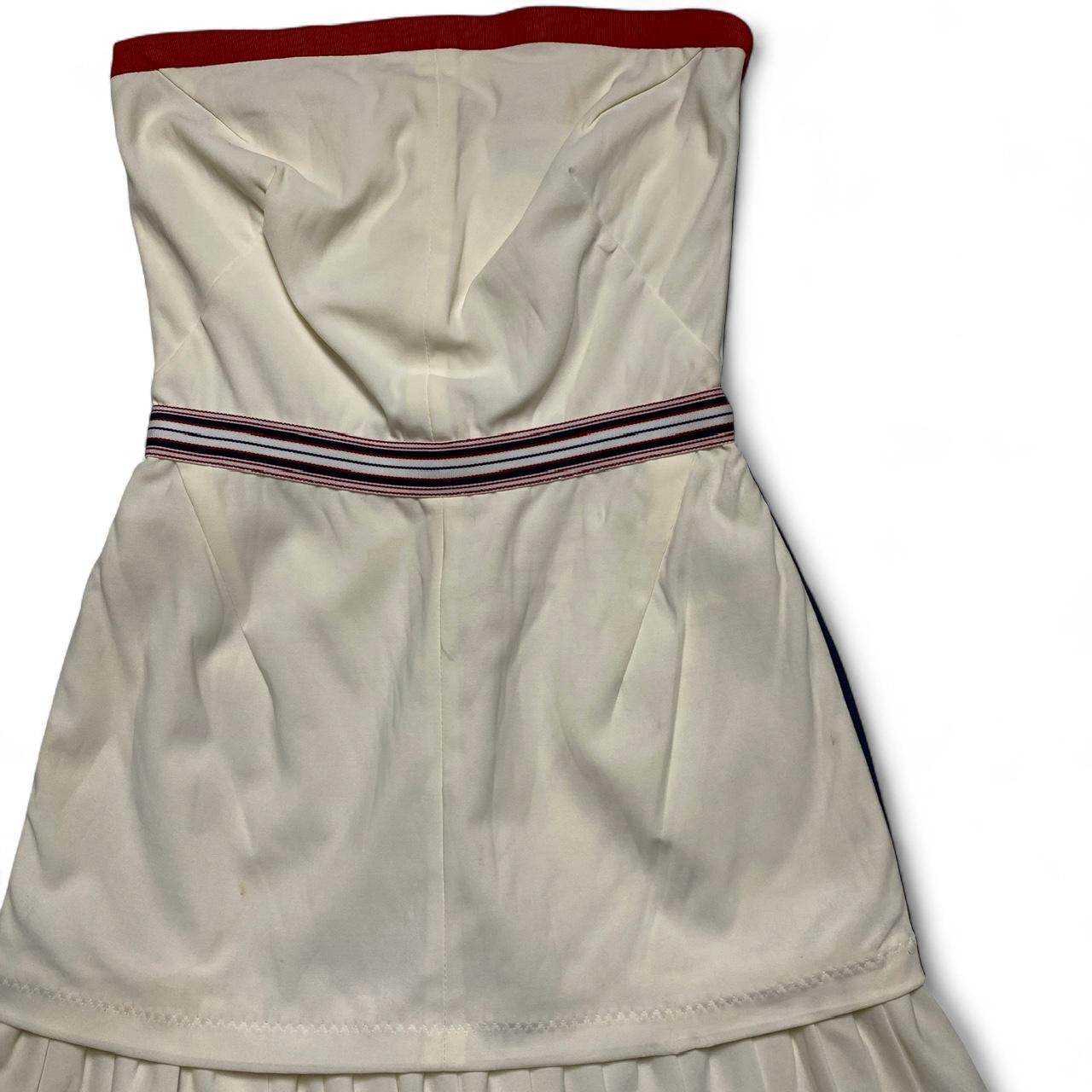 Dolce and Gabbana Vintage Cream White Red and Navy Tennis Dress Pleated Skirt (S)