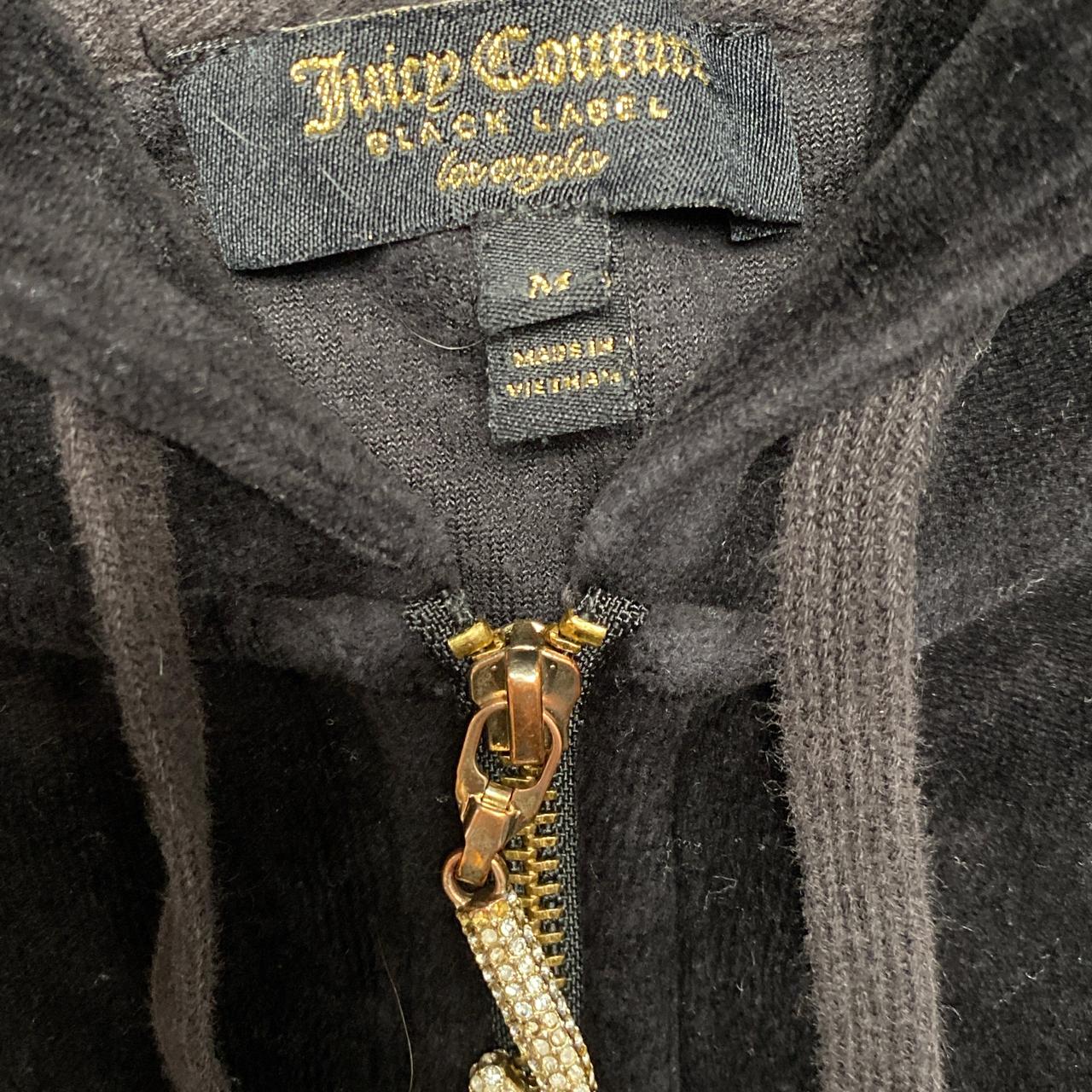Juicy Couture Black Womens Velour Jewel Zip Hoodie