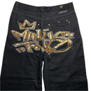 Minus Two Super Baggy Black and Gold Sequin Embroidery Jeans (38W)