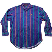 Chaps Vintage 90’s Purple and Green Striped Long Sleeve Shirt (L)