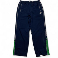 Nike Vintage y2k Navy White and Green Shell Trackpant Bottoms (XL)