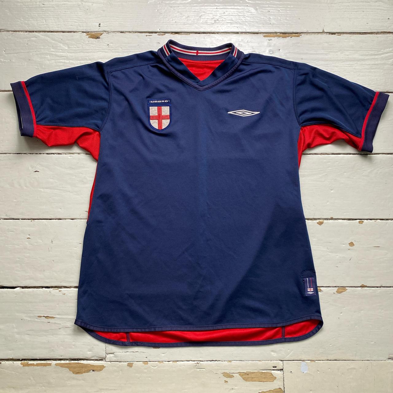 England Umbro Vintage 2004 Red and Navy Reversible Football Jersey