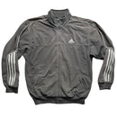 Adidas Vintage Velour Grey and White Bomber Tracksuit Jacket (M)