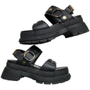 Buffalo Strap Platform Sandals Black Leather (UK 5)