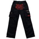 Minus Two Embroidery Devil and Girls Cargo Trousers Black and Red (30W)